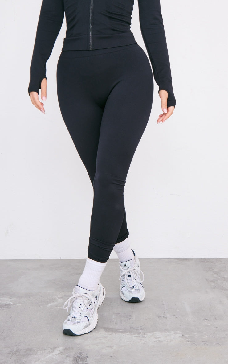 Navy Basic Seamless High Waist Gym Leggings