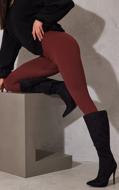 Black Emmi Faux Suede Knee Boots
