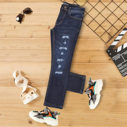 Kids Jeans Denim Ripped Comfort Stretch Trousers Pants Boys Age 3-13 Years