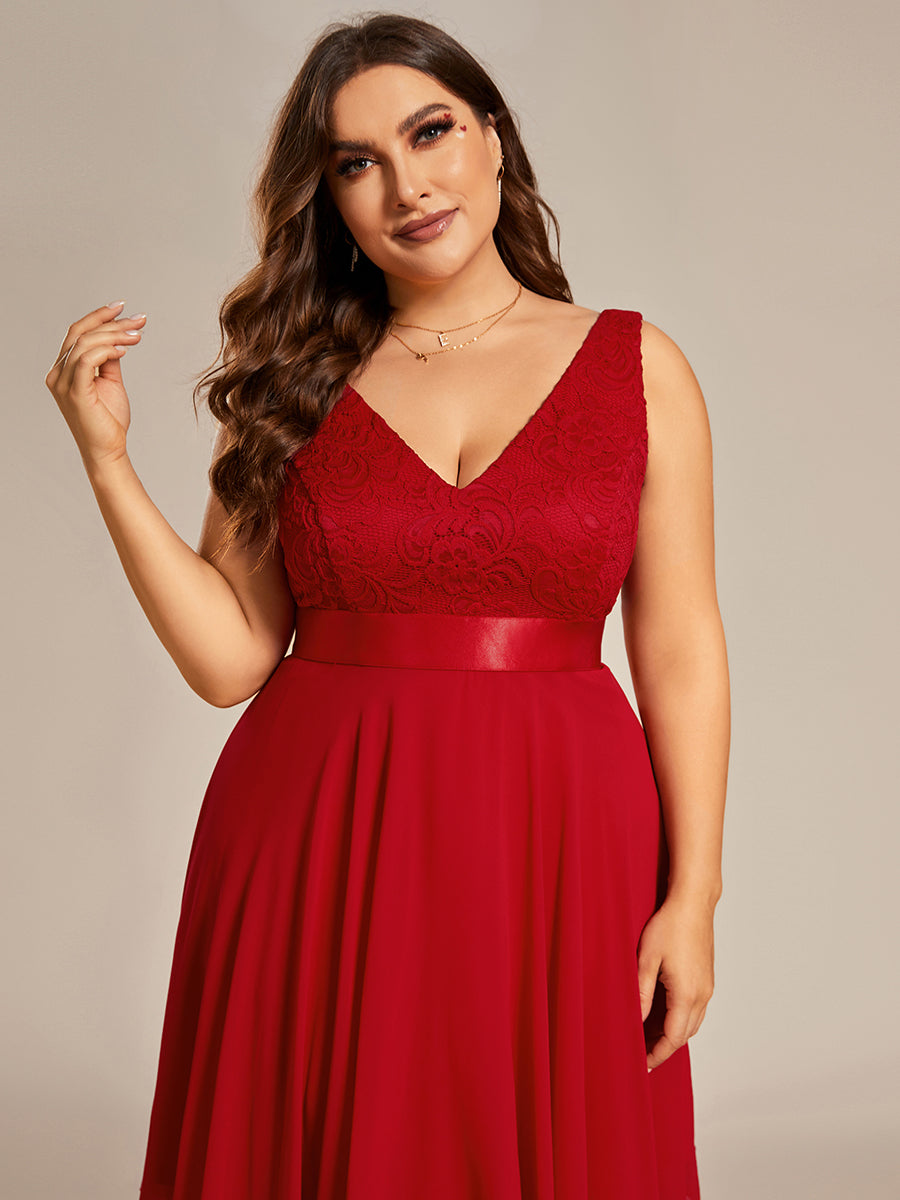 Plus Size Deep V Neck Asymmetrical Hem Sleeveless Wholesale Dresses