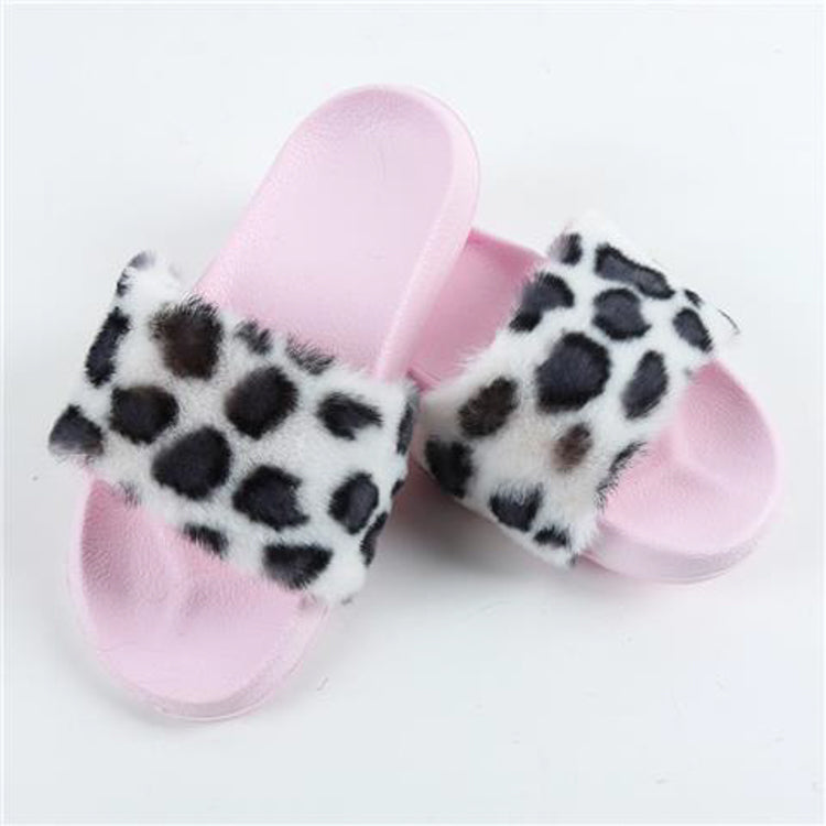 Fashion trend plush faux fur breathable luxury high quality fur slides slippers women