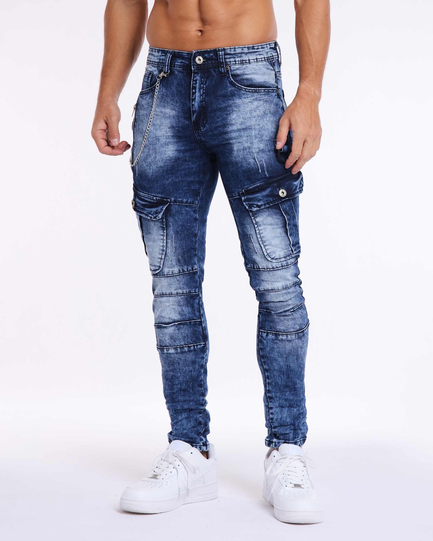 Dark Wash Workwear Slim Fit Blue Jeans