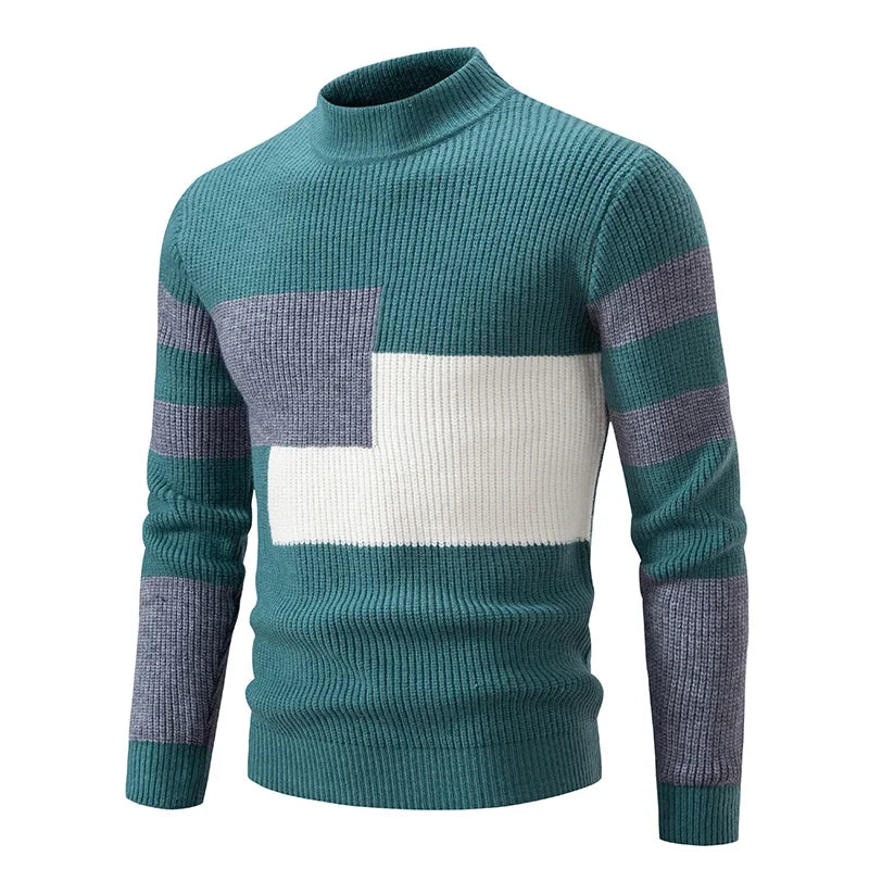 Men's New Autumn and Winter Casual Warm Neck Sweater Knit Pullover Tops Man Clothes