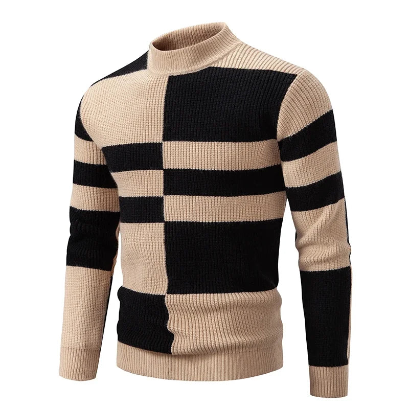 Men's New Autumn and Winter Casual Warm Neck Sweater Knit Pullover Tops Man Clothes