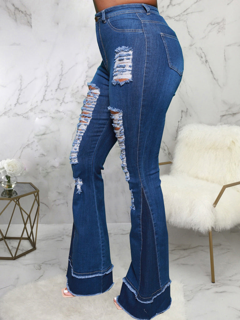 Stylish Versatile Hollow Out Bootcut Jeans Women