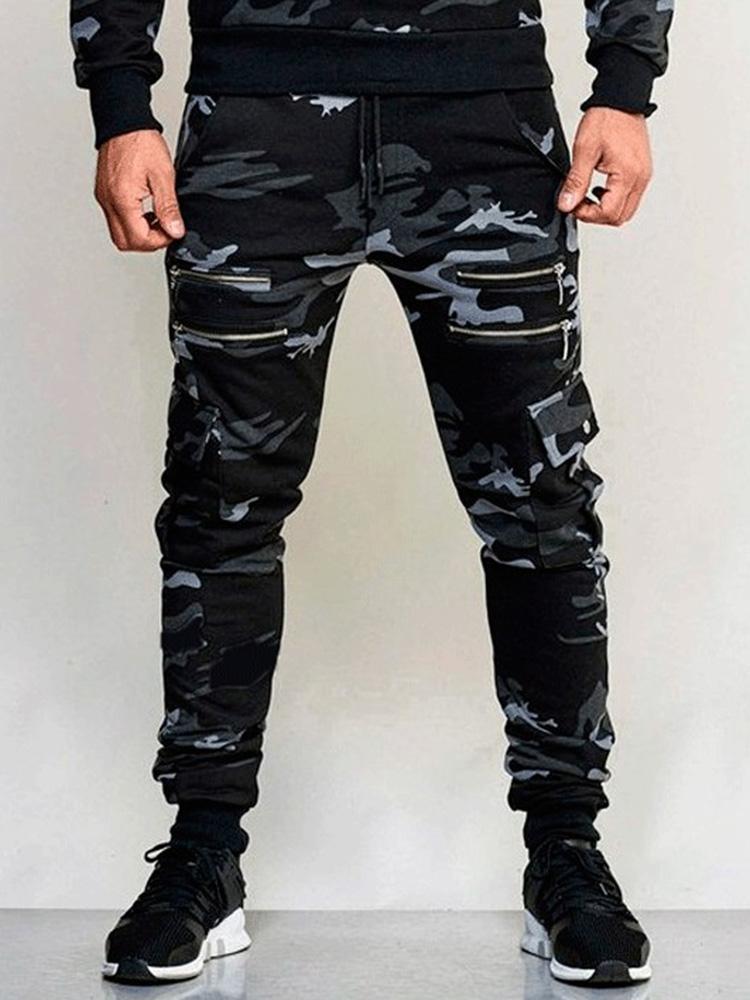 Outdoor Camouflage Print Drawstring Jogger Pants