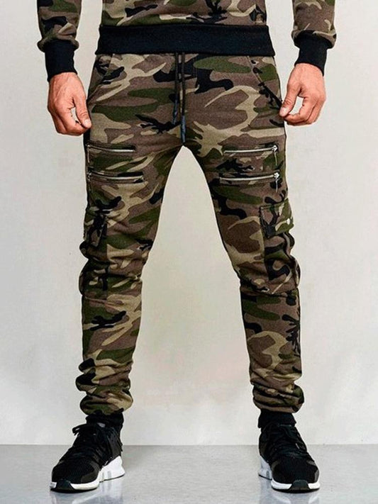 Outdoor Camouflage Print Drawstring Jogger Pants