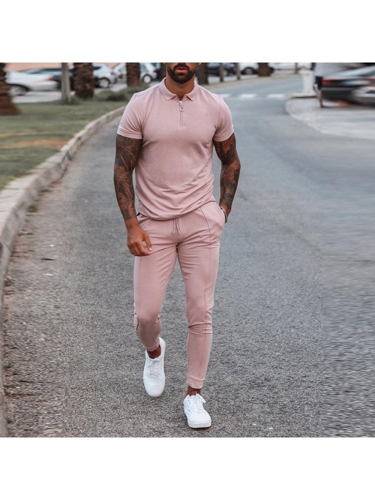 Summer Short Sleeve Solid Long Suits For Men