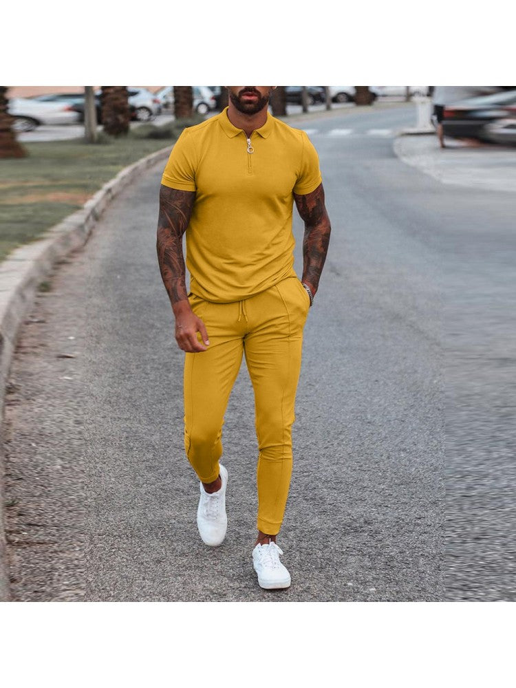 Summer Short Sleeve Solid Long Suits For Men