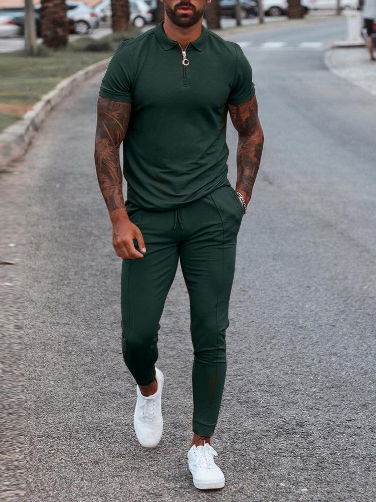 Summer Short Sleeve Solid Long Suits For Men