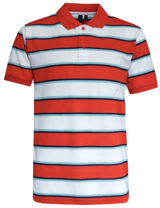 Mens Striped Polo Shirts Pique Short Sleeve Yarn Dyed T-Shirt Casual Top M - 6XL