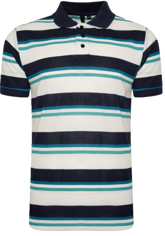 Mens Striped Polo Shirts Pique Short Sleeve Yarn Dyed T-Shirt Casual Top M - 6XL