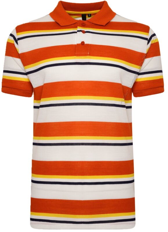 Mens Striped Polo Shirts Pique Short Sleeve Yarn Dyed T-Shirt Casual Top M - 6XL