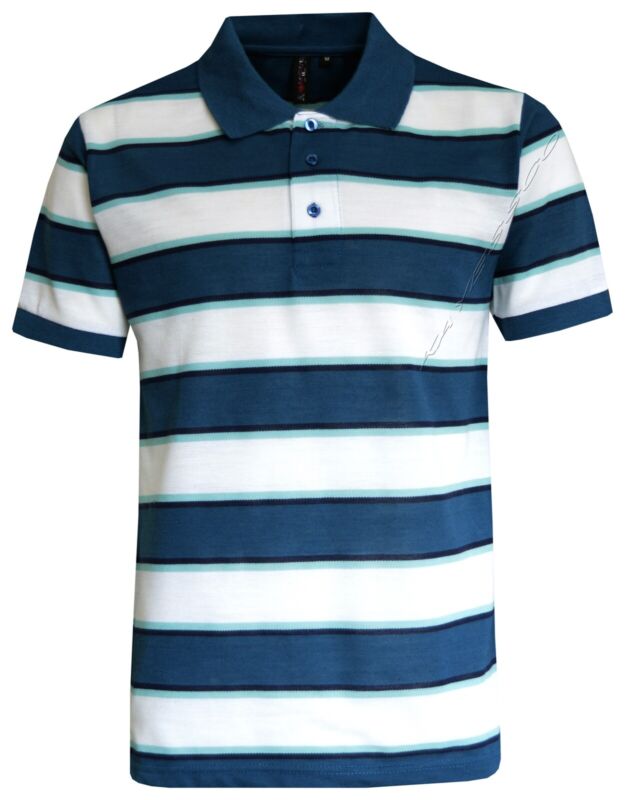 Mens Striped Polo Shirts Pique Short Sleeve Yarn Dyed T-Shirt Casual Top M - 6XL