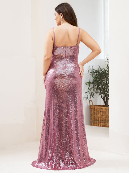 Sexy Spaghetti-Trägern Fishtail Pailletten Großhandel Plus Size Abendkleider