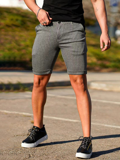 Skinny-Shorts mit Karomuster für Herren in Übergröße 