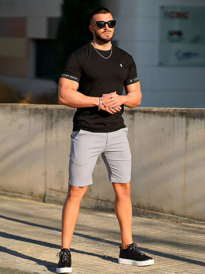 Skinny-Shorts mit Karomuster für Herren in Übergröße 