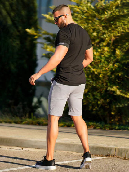 Skinny-Shorts mit Karomuster für Herren in Übergröße 