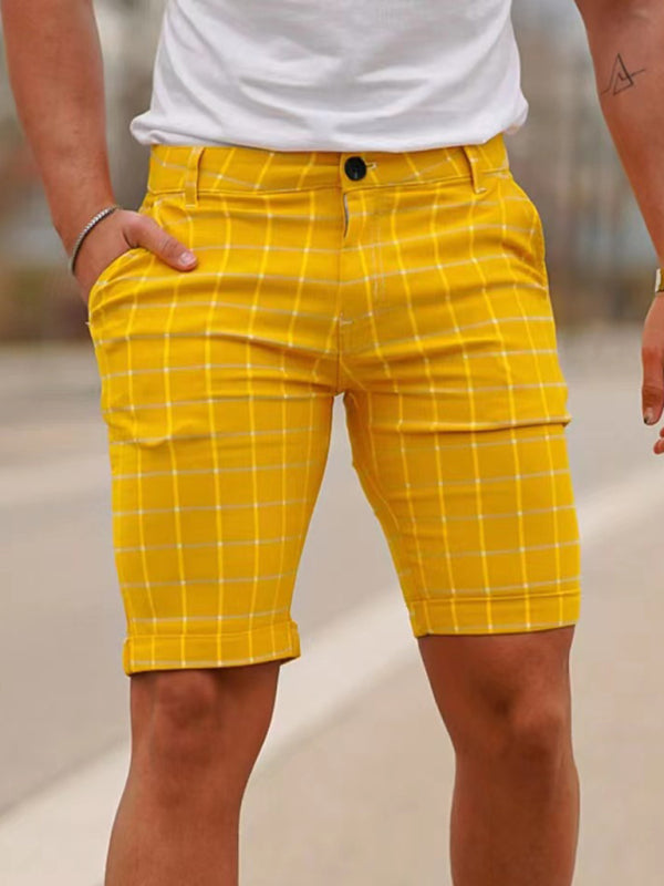 Skinny-Shorts mit Karomuster für Herren in Übergröße 