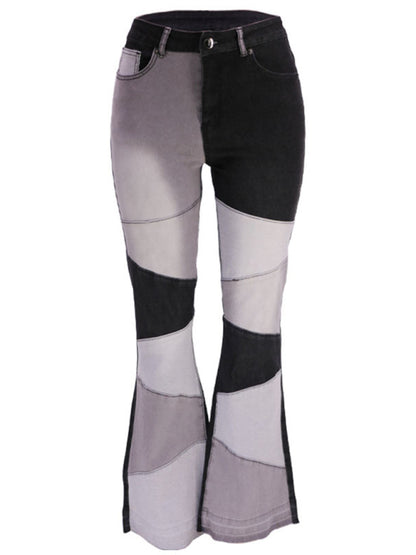 Women's Colorblock High Waist Flared Jeans