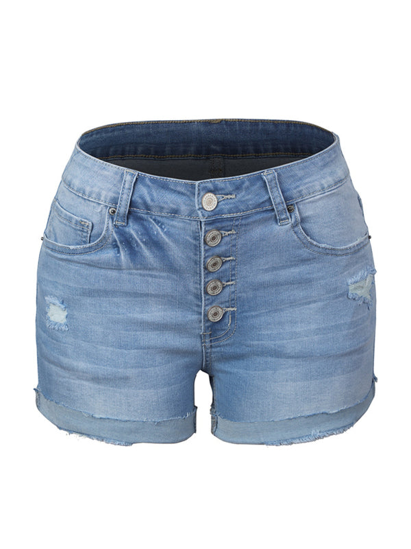 Zerrissene Stretch-Jeansshorts für Damen 