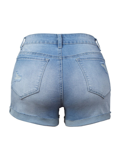 Zerrissene Stretch-Jeansshorts für Damen 