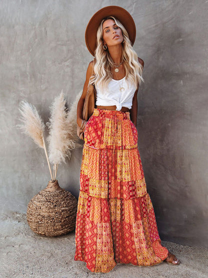 Neu Böhmischen stil rock Europäischen und Amerikanischen lose beiläufige hohe taille 