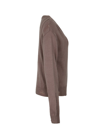 Neuer einfarbiger Hohlpullover für Damen 