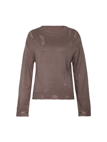 Neuer einfarbiger Hohlpullover für Damen 