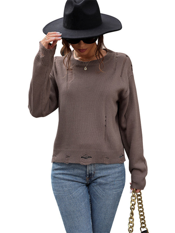 Neuer einfarbiger Hohlpullover für Damen 