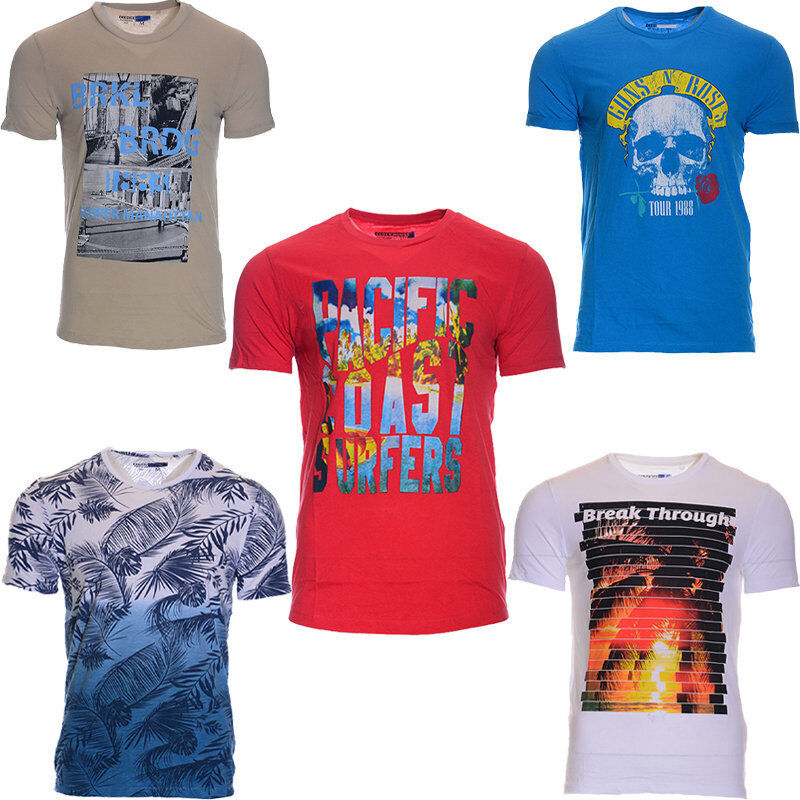 New Mens T Shirts Printed Cotton Short Sleeve Crew Neck Summer Beach Tees Top