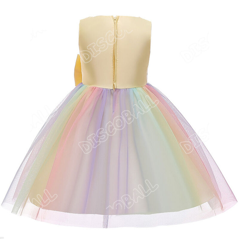 Girls Bridesmaid Dress Flower Kids Party Rose Bow Wedding Dresses Princess UK