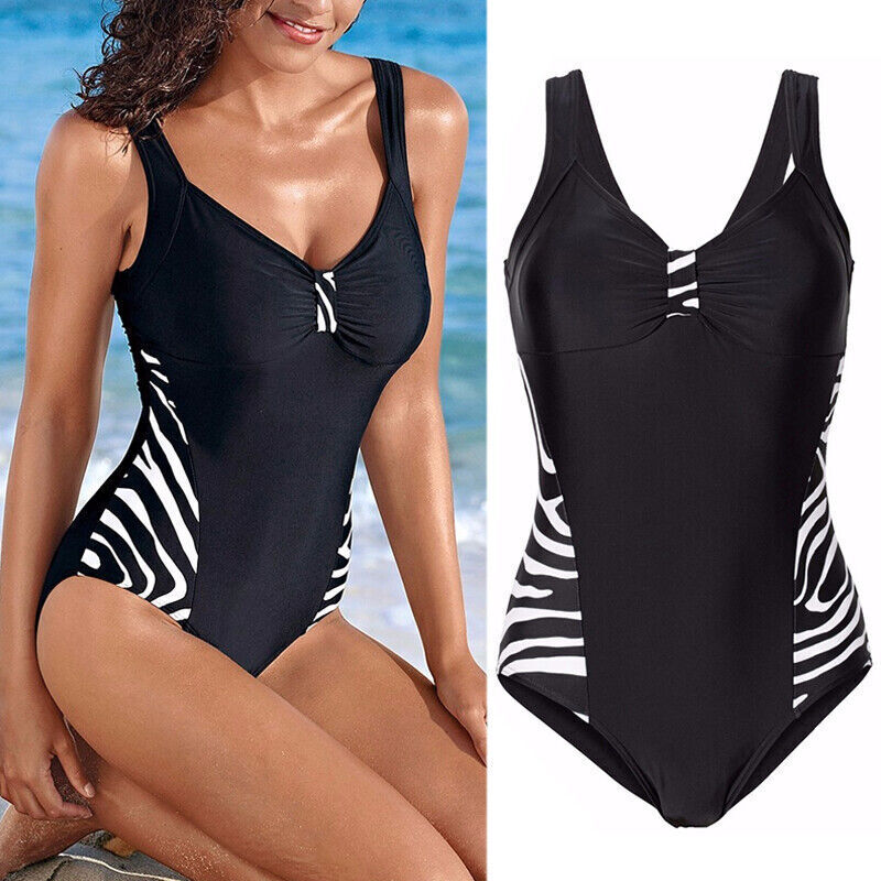 Lady Plus Size Swimming Monokini Swimsuit Bikini Swimwear Control Tummy Costume+