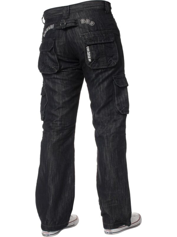 Mens Cargo Combat Jeans Enzo Designer Denim Casual Work Pants All Waist Sizes