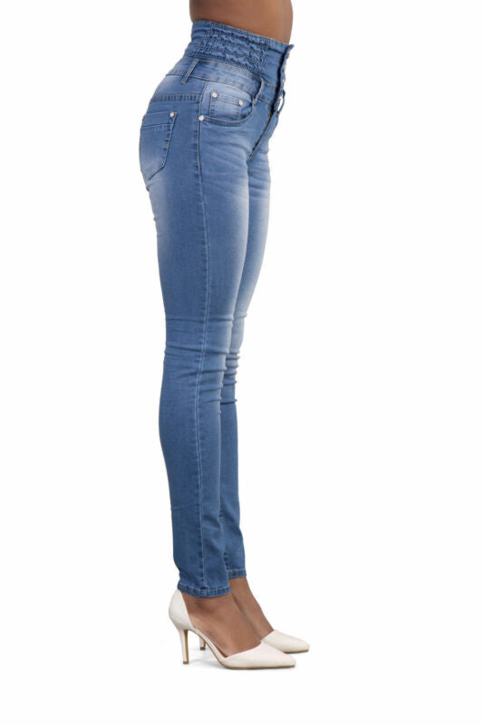 Womens Stretch Jeans Denim Jeggings High Waist Stretchy Skinny Slim Fit Pants UK