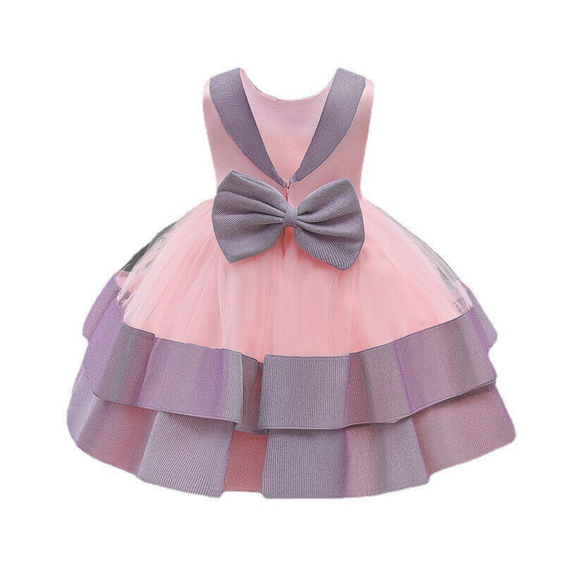 Flower Girls Bridesmaid Dress Baby Kids Party Wedding Lace Bow Princess Dresses