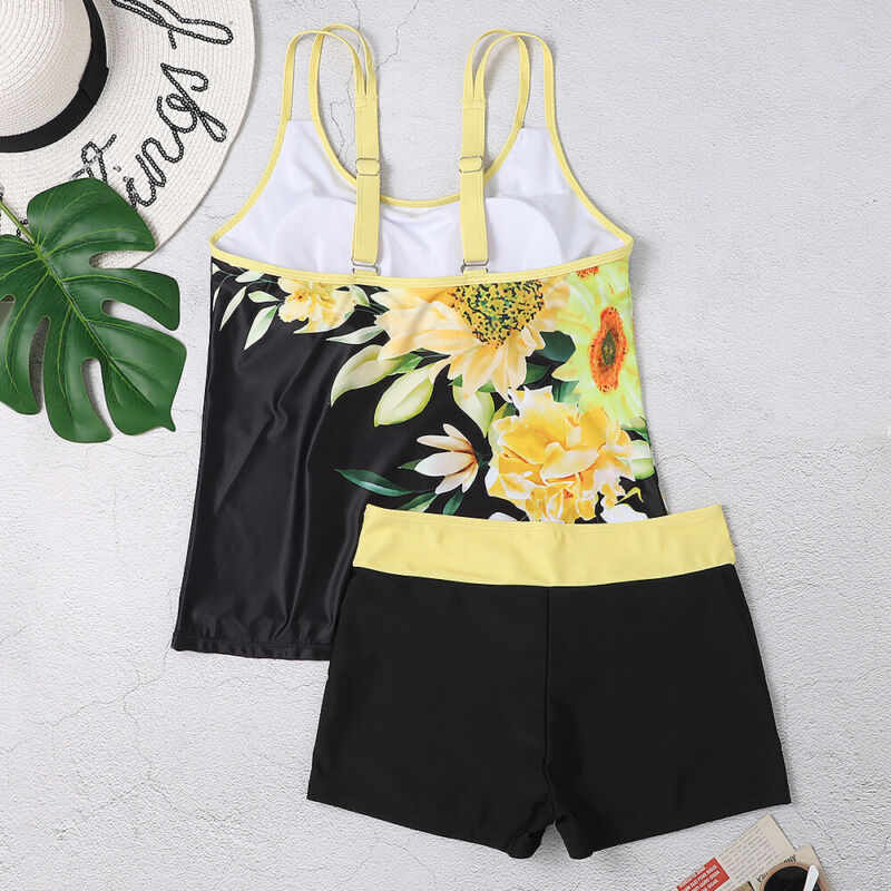 Plus Size Womens Ruffle Tankini Shorts Set Swimming Costume Swimsuit Swim Dress