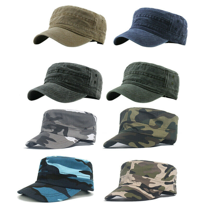 Mens Womens Camouflage Army Hat Camo Military Cadet Combat Fishing-Baseball-Cap