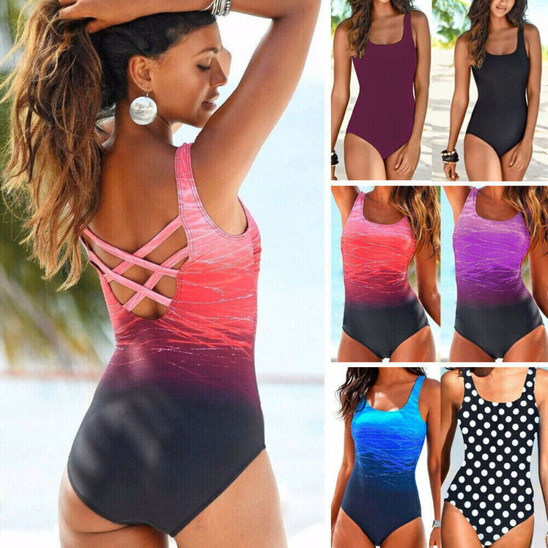 Women Ladies Tummy Control Monokini One Piece Swimwear Swimsuit Swimming Costume