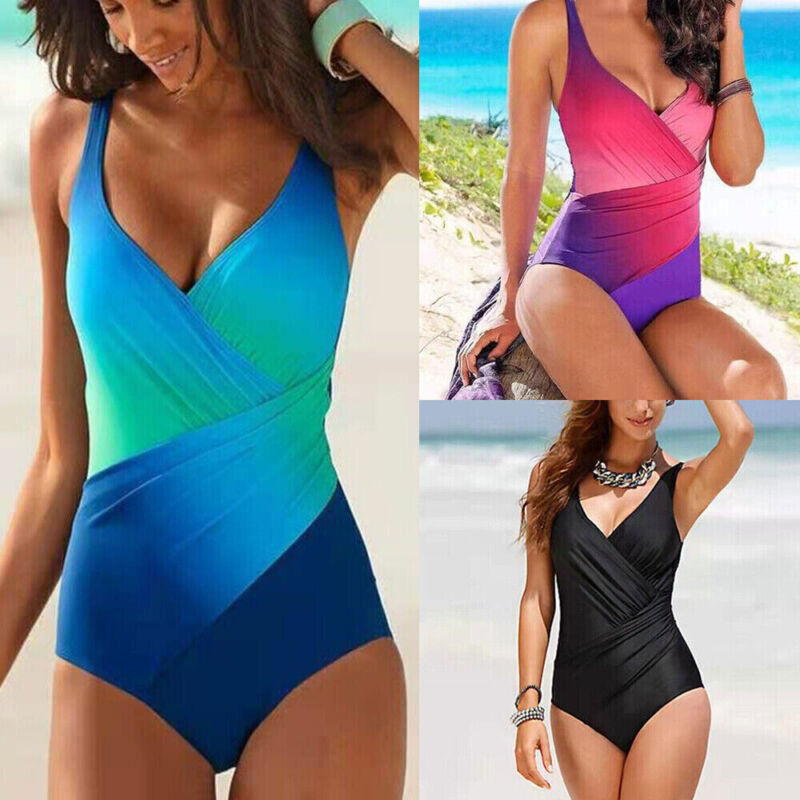 Plus Size Womens Ladies Tummy Control Monokini Bikini Swimming Costume Swimsuit