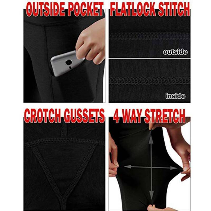 Women High Waist Gym Leggings Pocket Fitness Sports Running Ladies Yoga Pants UK