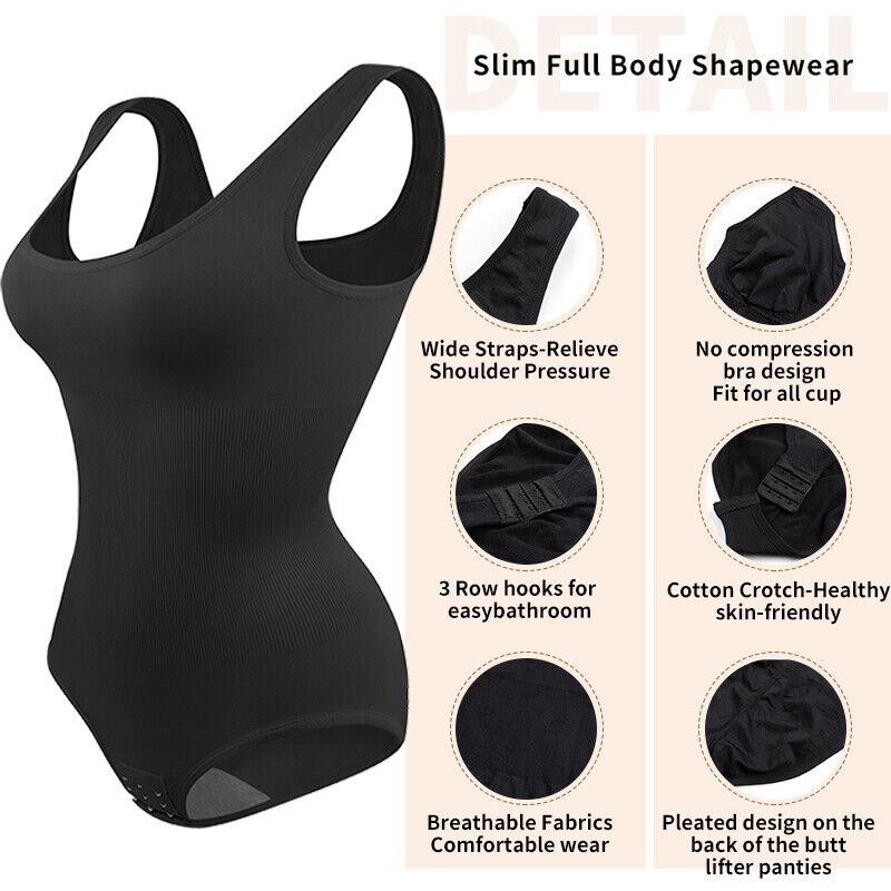 Women Trainer Tummy Control Firm Full Body Shaper Bodysuit Slimming Shapewear UK