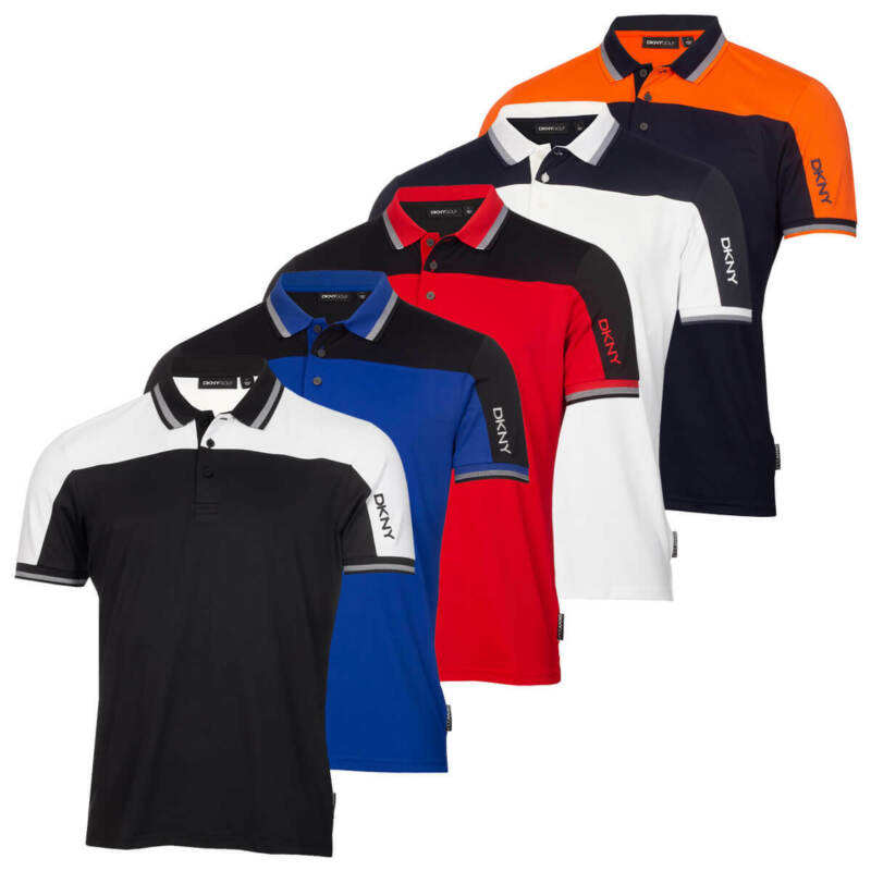 DKNY Mens Broadway Colour Block Lightweight Golf Polo Shirt 54% OFF RRP