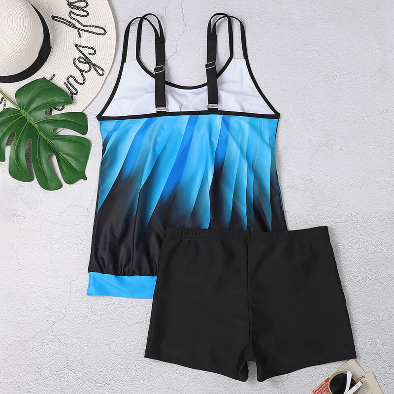 Plus Size Womens Ruffle Tankini Shorts Set Swimming Costume Swimsuit Swim Dress