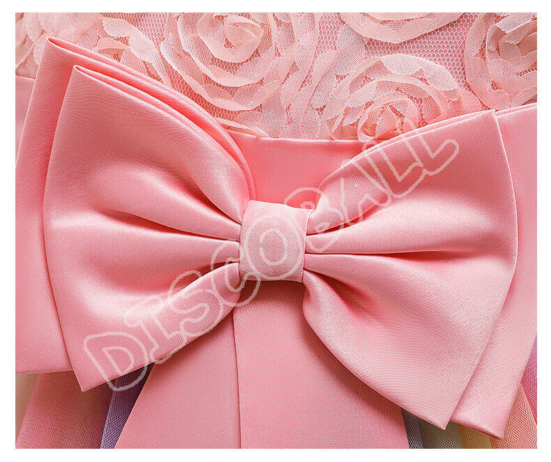 Girls Bridesmaid Dress Flower Kids Party Rose Bow Wedding Dresses Princess UK