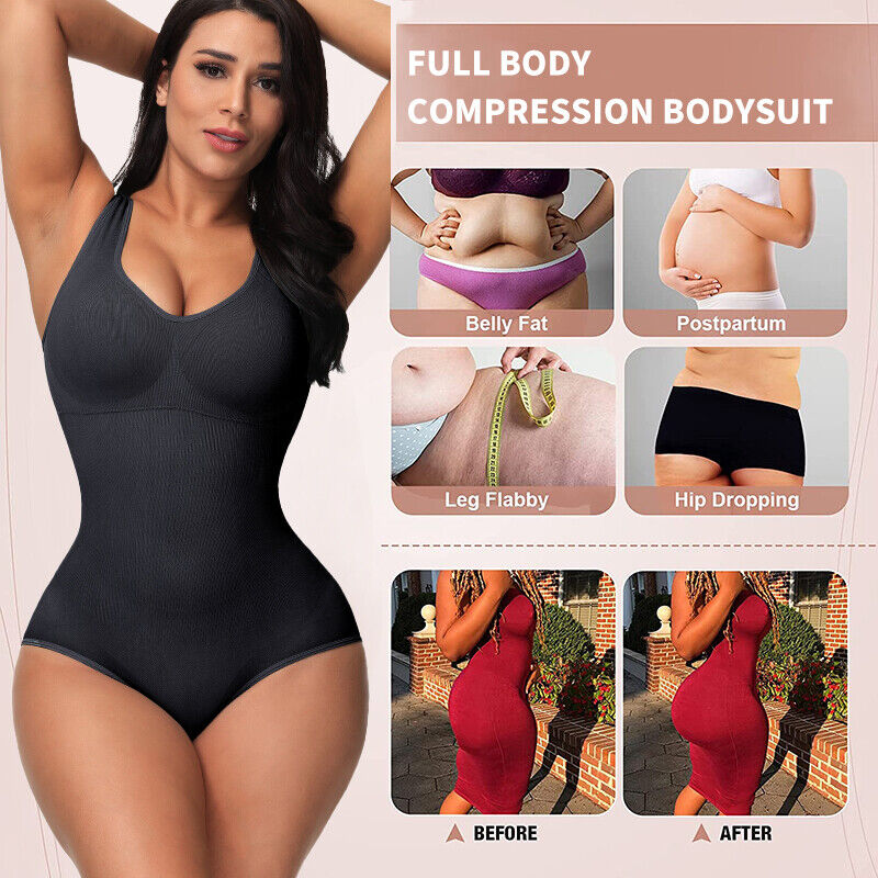 Women Trainer Tummy Control Firm Full Body Shaper Bodysuit Slimming Shapewear UK