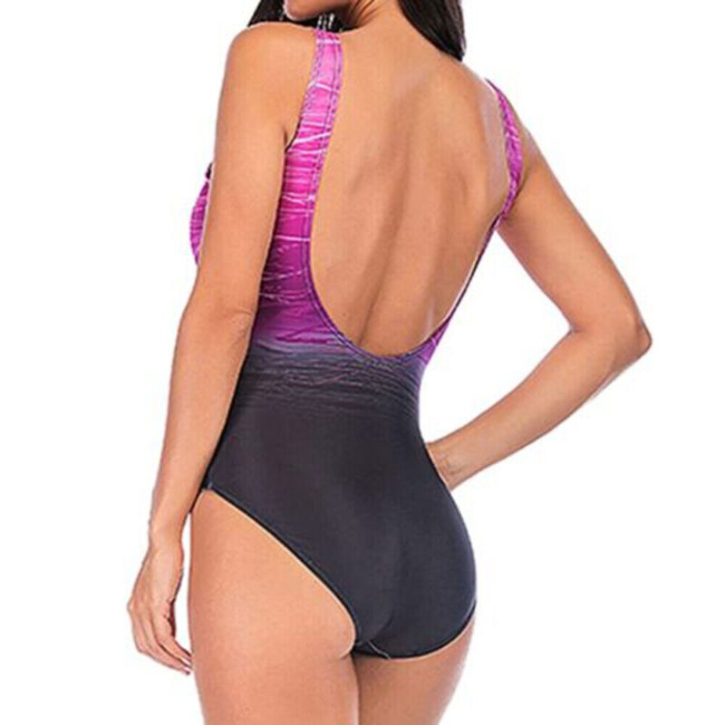 Plus Size Womens Tummy Control Monokini Swimming Costume One Piece Swimsuit UK