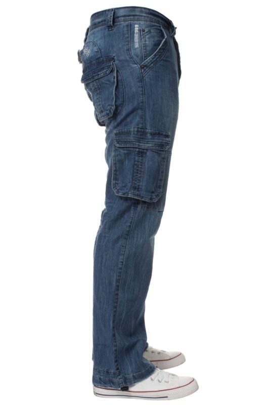 Mens Cargo Combat Jeans Enzo Designer Denim Casual Work Pants All Waist Sizes