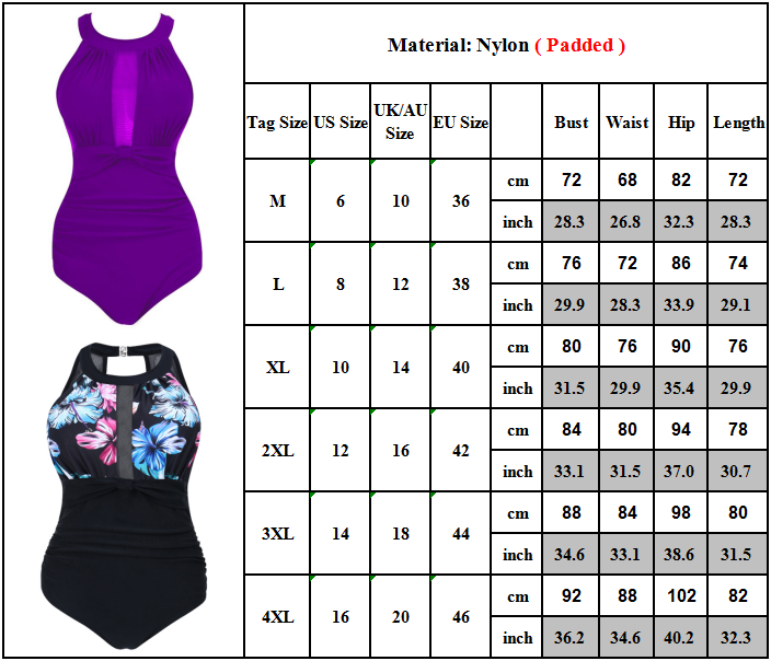 Womens One Piece Tummy Control Costume Monokini Swimming Swimsuit Swimwear UK