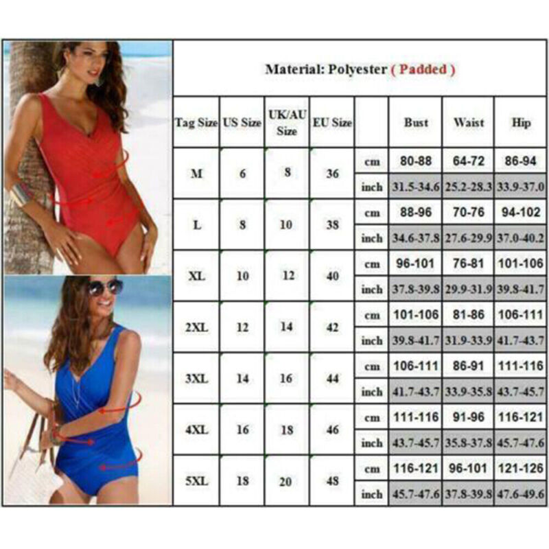 Plus Size Womens Ladies Tummy Control Monokini Bikini Swimming Costume Swimsuit